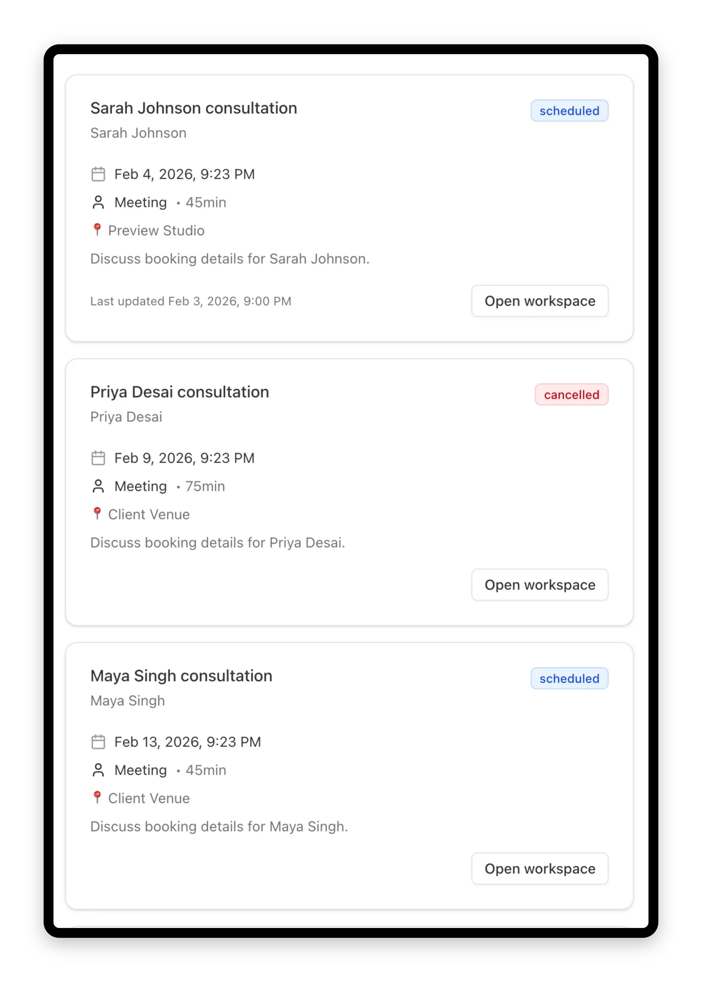 Cake consultations and tastings